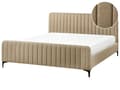 Miniatyrbillede 1 af 11: Seng Taupe Boucle 180 x 200 cm Ribbet Dobbeltseng med Sengegavl To Mands Kvalitetseng Sengeramme Moderne Design