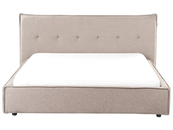 Seng Taupe Boucle 160 x 200 cm Dobbeltseng med Sengegavl To Mands Kvalitetseng Uden Ben Sengeramme Moderne Design