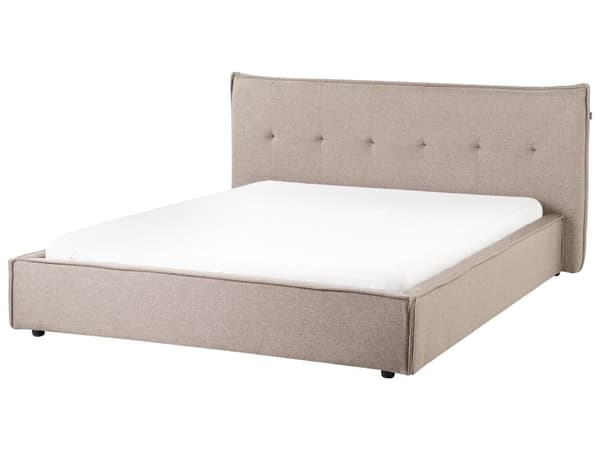 Seng Taupe Boucle 160 x 200 cm Dobbeltseng med Sengegavl To Mands Kvalitetseng Uden Ben Sengeramme Moderne Design