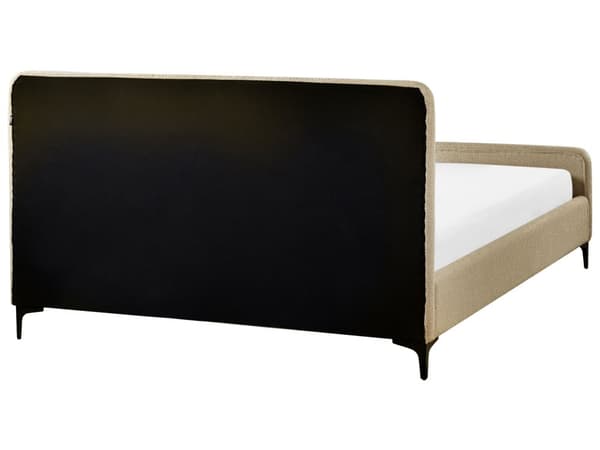 Seng Taupe Boucle 160 x 200 cm Ribbet Dobbeltseng med Sengegavl To Mands Kvalitetseng Sengeramme Moderne Design