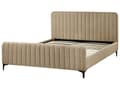 Miniatyrbillede 6 af 11: Seng Taupe Boucle 160 x 200 cm Ribbet Dobbeltseng med Sengegavl To Mands Kvalitetseng Sengeramme Moderne Design