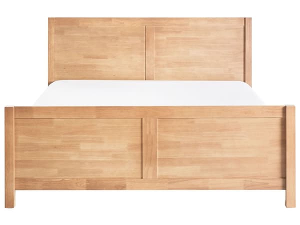 Seng Lyst Træ 160 x 200 cm Klassisk Dobbeltseng med Sengegavl To Mands Høj Sengeramme Minimalistisk Design Træseng