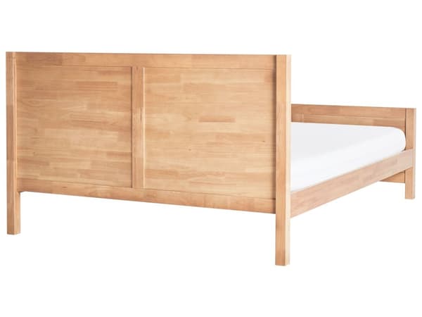 Seng Lyst Træ 160 x 200 cm Klassisk Dobbeltseng med Sengegavl To Mands Høj Sengeramme Minimalistisk Design Træseng