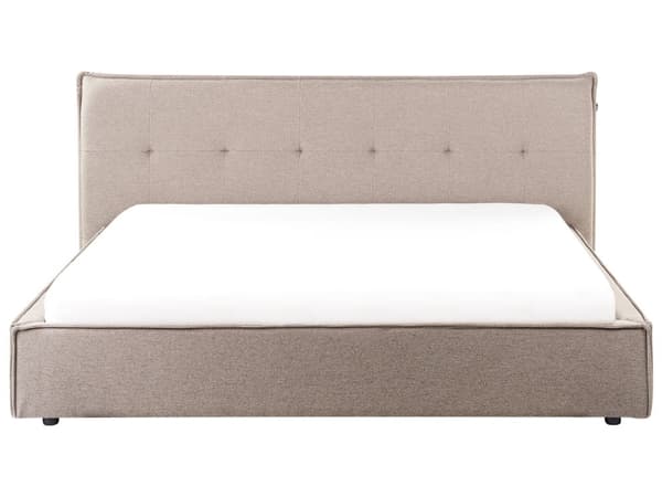 Seng Taupe Hør 180 x 200 cm Dobbeltseng med Sengegavl To Mands Kvalitetseng Uden Ben Sengeramme Moderne Design