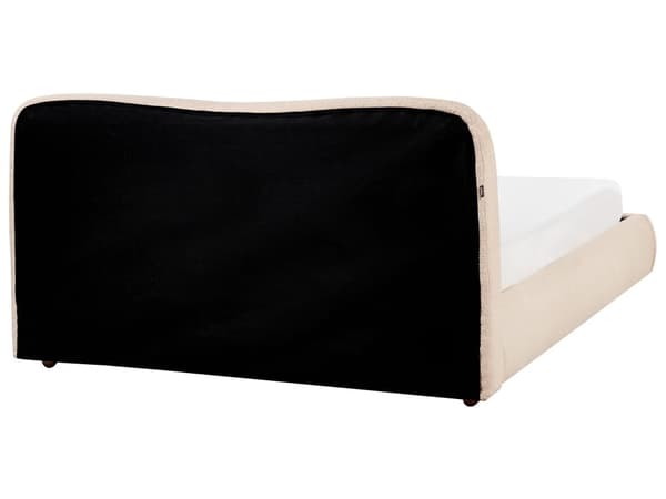 Seng Beige Boucle 160 x 200 cm Moderne To Mands Seng med Opbevaring Blød Sengegavl Dobbeltseng Sengeramme uden Ben Retro Design