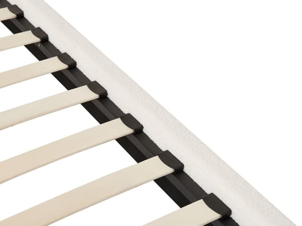 Sengeramme med Baldakin Svart Metall Off White Boucle Trekk 160 x 200 cm Retro Minimalistisk