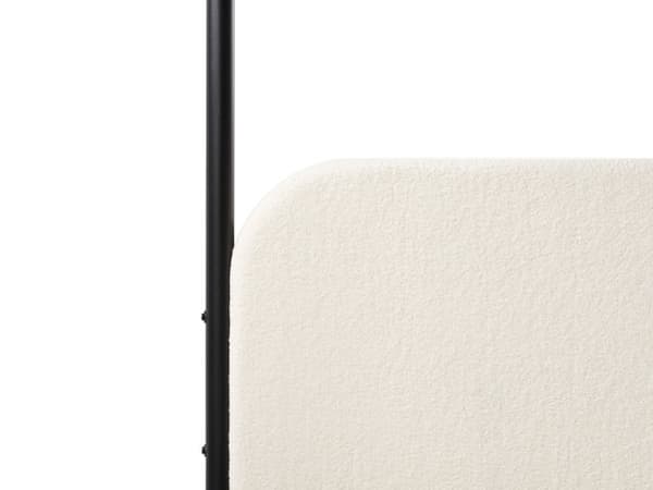 Sengeramme med Baldakin Svart Metall Off White Boucle Trekk 160 x 200 cm Retro Minimalistisk