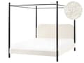 Miniatyrbilde 1 av 11: Sengeramme med Baldakin Svart Metall Off White Boucle Trekk 160 x 200 cm Retro Minimalistisk