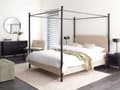 Miniatyrbilde 2 av 11: Sengeramme med Baldakin Svart Metall Taupe Boucle Trekk 160 x 200 cm Retro Minimalistisk