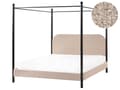 Miniatyrbilde 1 av 11: Sengeramme med Baldakin Svart Metall Taupe Boucle Trekk 160 x 200 cm Retro Minimalistisk