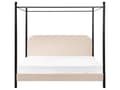 Miniatyrbilde 5 av 11: Sengeramme med Baldakin Svart Metall Beige Taupe Trekk 180 x 200 cm Retro Minimalistisk