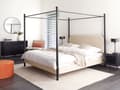 Miniatyrbilde 2 av 11: Sengeramme med Baldakin Svart Metall Beige Taupe Trekk 180 x 200 cm Retro Minimalistisk