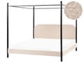 Miniatyrbilde 1 av 11: Sengeramme med Baldakin Svart Metall Beige Taupe Trekk 180 x 200 cm Retro Minimalistisk