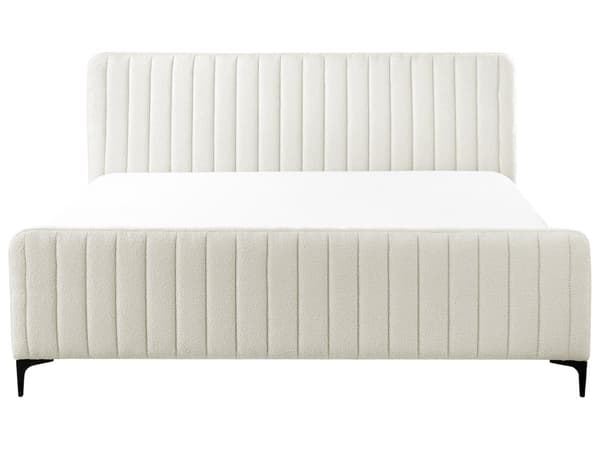 Sengeramme 180 x 200 cm Off-White Boucle Tufted Sengegavl Metallben Moderne Design