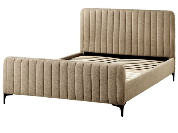 Sengeramme Taupe Boucle 140 x 200 cm Tuftet Sengegavl Metallben Moderne Design