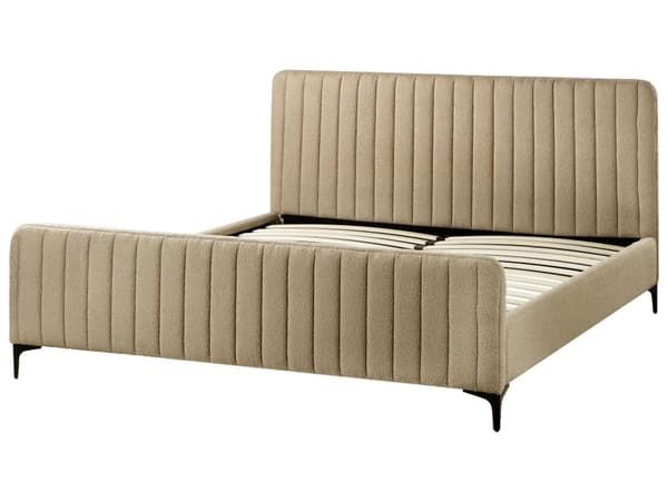 Sengeramme 180 x 200 cm Taupe Boucle Tufted Sengegavl Metallben Moderne Design