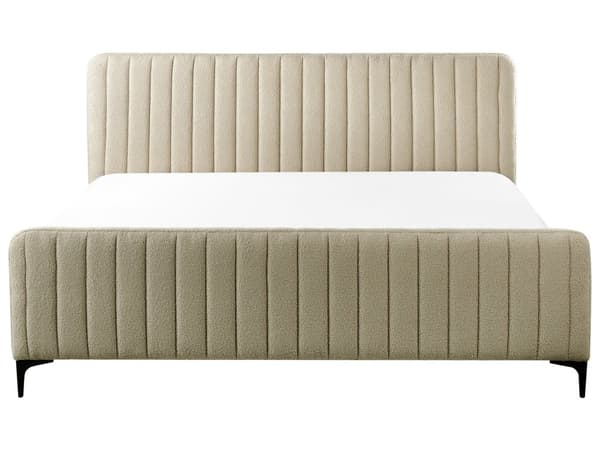 Sengeramme 180 x 200 cm Beige Boucle Tufted Sengegavl Metallben Moderne Design