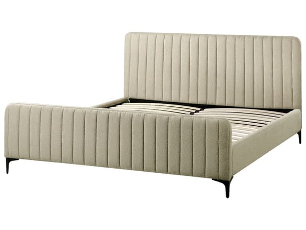 Sengeramme 180 x 200 cm Beige Boucle Tufted Sengegavl Metallben Moderne Design