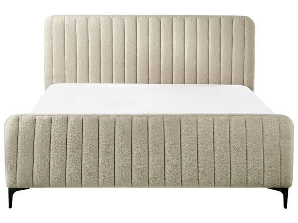 Sengeramme Beige Boucle 160 x 200 cm Tuftet Sengegavl Metallben Moderne Design