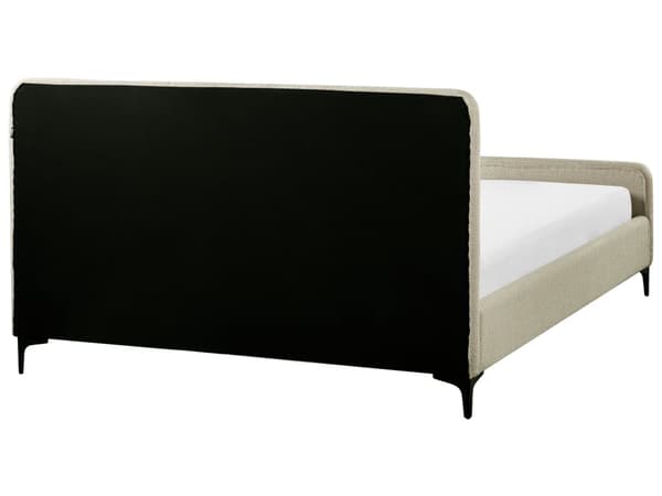 Sengeramme Beige Boucle 160 x 200 cm Tuftet Sengegavl Metallben Moderne Design