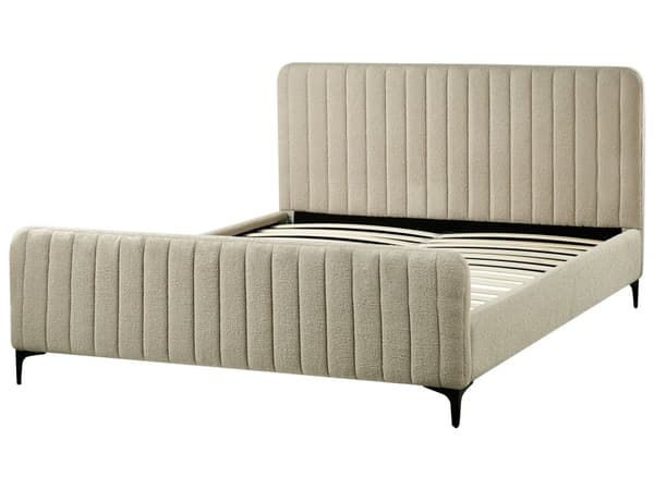 Sengeramme Beige Boucle 160 x 200 cm Tuftet Sengegavl Metallben Moderne Design