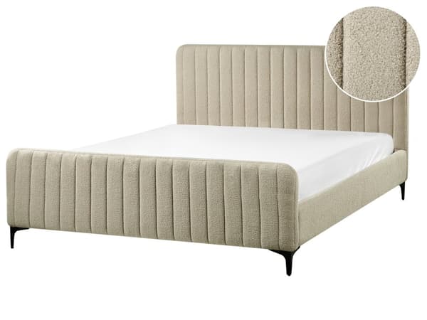 Sengeramme Beige Boucle 160 x 200 cm Tuftet Sengegavl Metallben Moderne Design