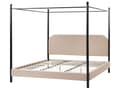 Miniatyrbilde 4 av 11: Sengeramme med Baldakin Svart Metall Taupe Trekk 180 x 200 cm Retro Minimalistisk