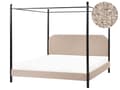 Miniatyrbilde 1 av 11: Sengeramme med Baldakin Svart Metall Taupe Trekk 180 x 200 cm Retro Minimalistisk