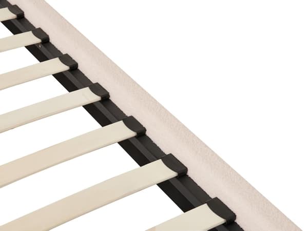 Himmelseng Beige Bouclé 140 x 200 cm Moderne Trekvart Juniorseng Baldakin Halvandenmandsseng Høj Sengeramme Minimalistisk Design Metalseng