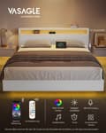 Miniatyrbillede 3 af 7: Bedframe 160 × 200 cm-med LED-belysning og USB-opladningsstation