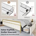 Miniatyrbild 3 av 6: Liträdd med USB APP-Styrd LED metall sängram 160 x 200 sängram och 4 lådor, sammet (utan madrass)