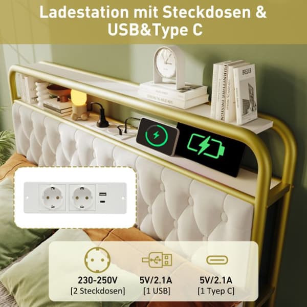 Liträdd med USB APP-Styrd LED metall sängram 160 x 200 sängram och 4 lådor, sammet (utan madrass)