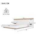 Miniatyrbild 5 av 6: Dubbelsäng Set med 2 sänggavlar LED och USB C uttag 160 x 200 cm Vit set (utan madrass)