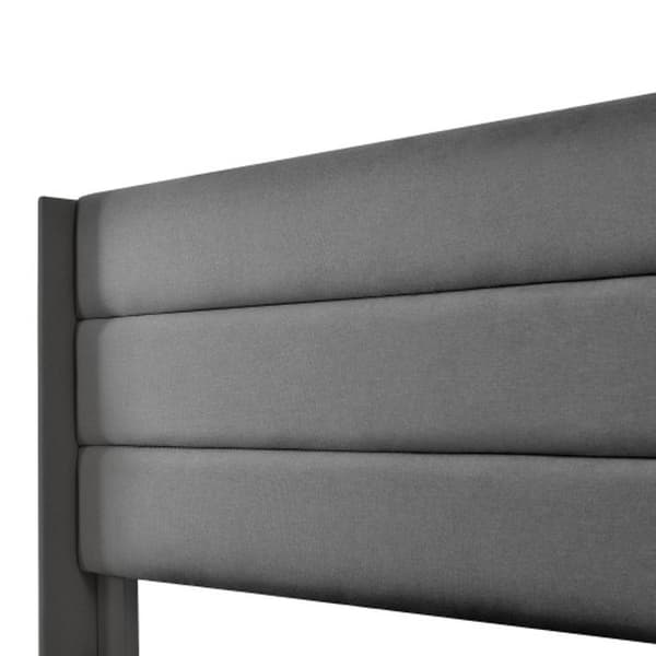 Säng med hydraulisk stoppning, 160x200 cm, trälameller, säng med metallram, lin, grå