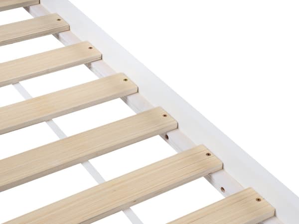 Barnsäng Hus Vit Tall Trä 90 x 200 cm Bottenplatta Säng för Småbarn Modern Barnkammare