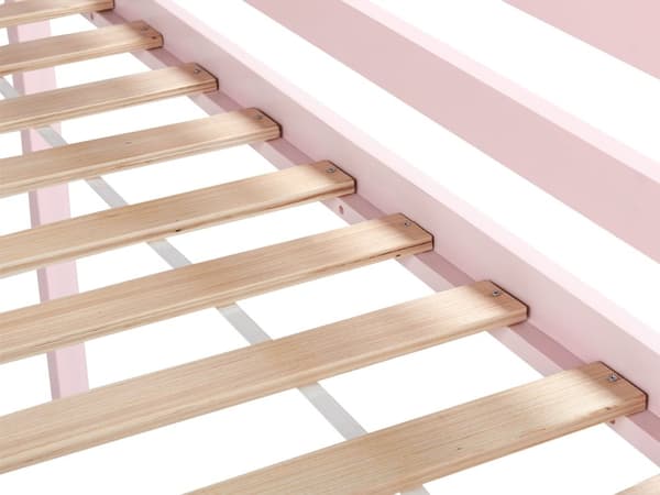 Barnsäng Rosa Furuträ 90 x 200 cm med Spjälram Säng för Småbarn