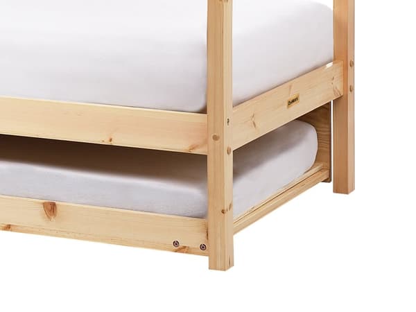 Barnsäng Hus Ljust Tall Trä 90 x 200 cm Bottenplatta Säng för Småbarn Modern Barnkammare