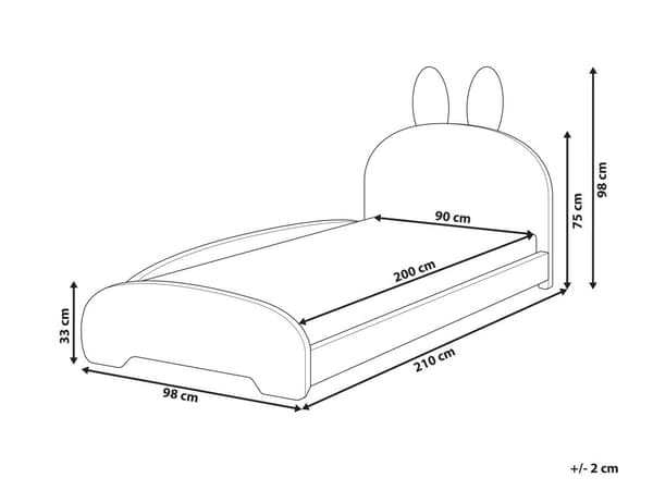 Seng Off-white Bouclé 90 x 200 cm Sengegavl med kaninører Moderne og tradisjonell stil Barnerom Enkeltseng Barneseng