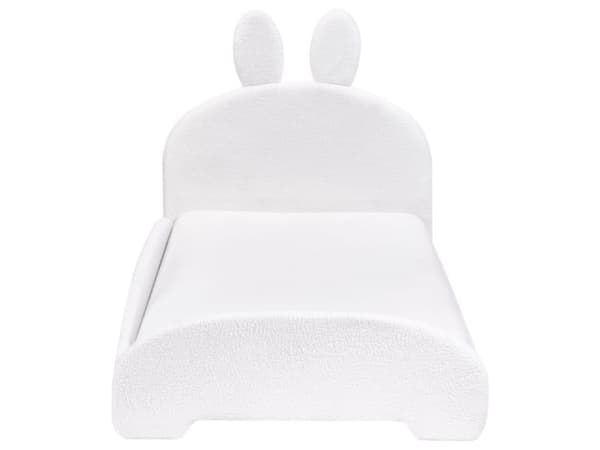 Seng Off-white Bouclé 90 x 200 cm Sengegavl med kaninører Moderne og tradisjonell stil Barnerom Enkeltseng Barneseng