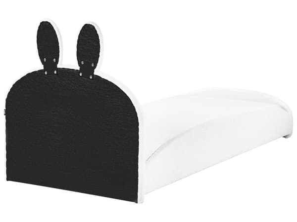 Seng Off-white Bouclé 90 x 200 cm Sengegavl med kaninører Moderne og tradisjonell stil Barnerom Enkeltseng Barneseng