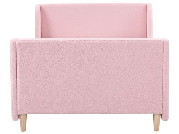 Enkeltseng Lyserød Velour 90 x 200 Enkeltmandsseng til Pigeværelse Lav Gulvseng Sengeramme med Hovedgærde Børneseng til Pige