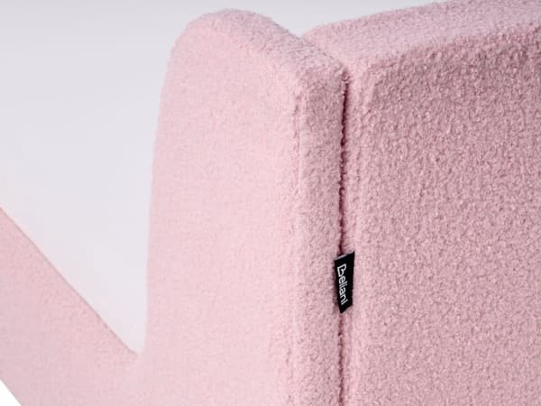 Enkeltseng Lyserød Velour 90 x 200 Enkeltmandsseng til Pigeværelse Lav Gulvseng Sengeramme med Hovedgærde Børneseng til Pige