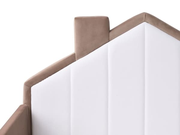Enkeltseng Brun Velour 90 x 200 Enkeltmandsseng med Hus til Drengeværelse Lav Gulvseng Sengeramme med Hovedgærde Børneseng