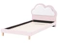 Miniatyrbillede 4 af 11: Enkeltseng Lyserød Velour 90 x 200 Enkeltmandsseng med Sky til Pigeværelse Lav Gulvseng Sengeramme med Hovedgærde Børneseng