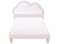 Miniatyrbillede 5 af 11: Enkeltseng Lyserød Velour 90 x 200 Enkeltmandsseng med Sky til Pigeværelse Lav Gulvseng Sengeramme med Hovedgærde Børneseng
