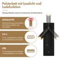 Miniatyrbild 5 av 6: Dubbel uppfällt säng (180 x 200) med läslampa och USB Type-C-laddning, beige, ribbad sammet (madrass ingår ej).