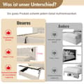 Miniatyrbild 6 av 6: Dubbel uppfällt säng (180 x 200) med läslampa och USB Type-C-laddning, beige, ribbad sammet (madrass ingår ej).