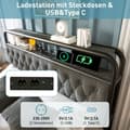 Miniatyrbild 4 av 6: Dubbel upphöjd säng med USB APP LED, metallram 140 x 200 och 4 lådor, sammet (med madrass)