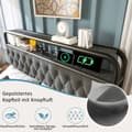 Miniatyrbild 5 av 6: Dubbel upphöjd säng med USB APP LED, metallram 140 x 200 och 4 lådor, sammet (med madrass)