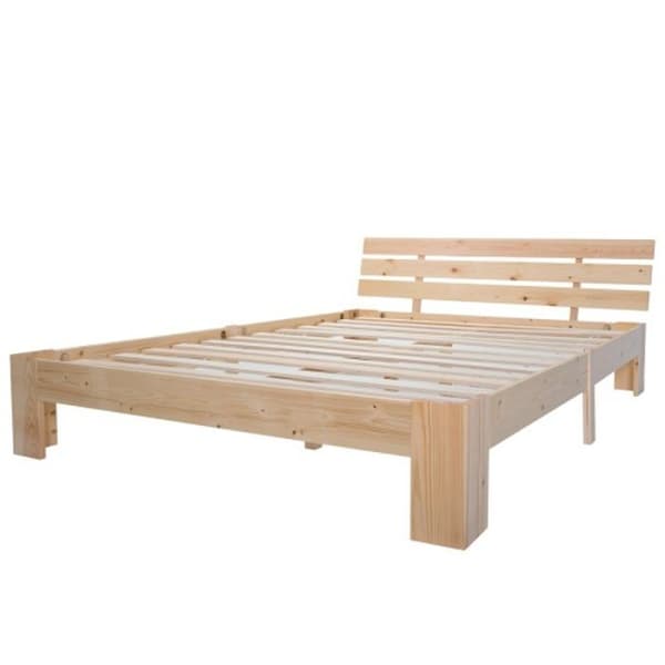 Träbädd Dubbelbädd med huvudgavel, sängram med ribbotten - 200 x 140 cm Massivt trä